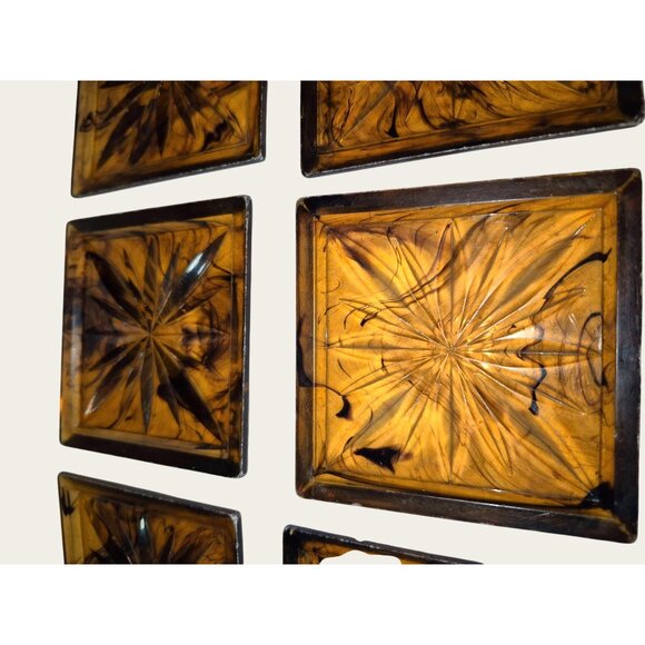 Vintage Amber Lucite Duracite Coasters Set Of 8 With Box Mcm - Picture 6 of 10